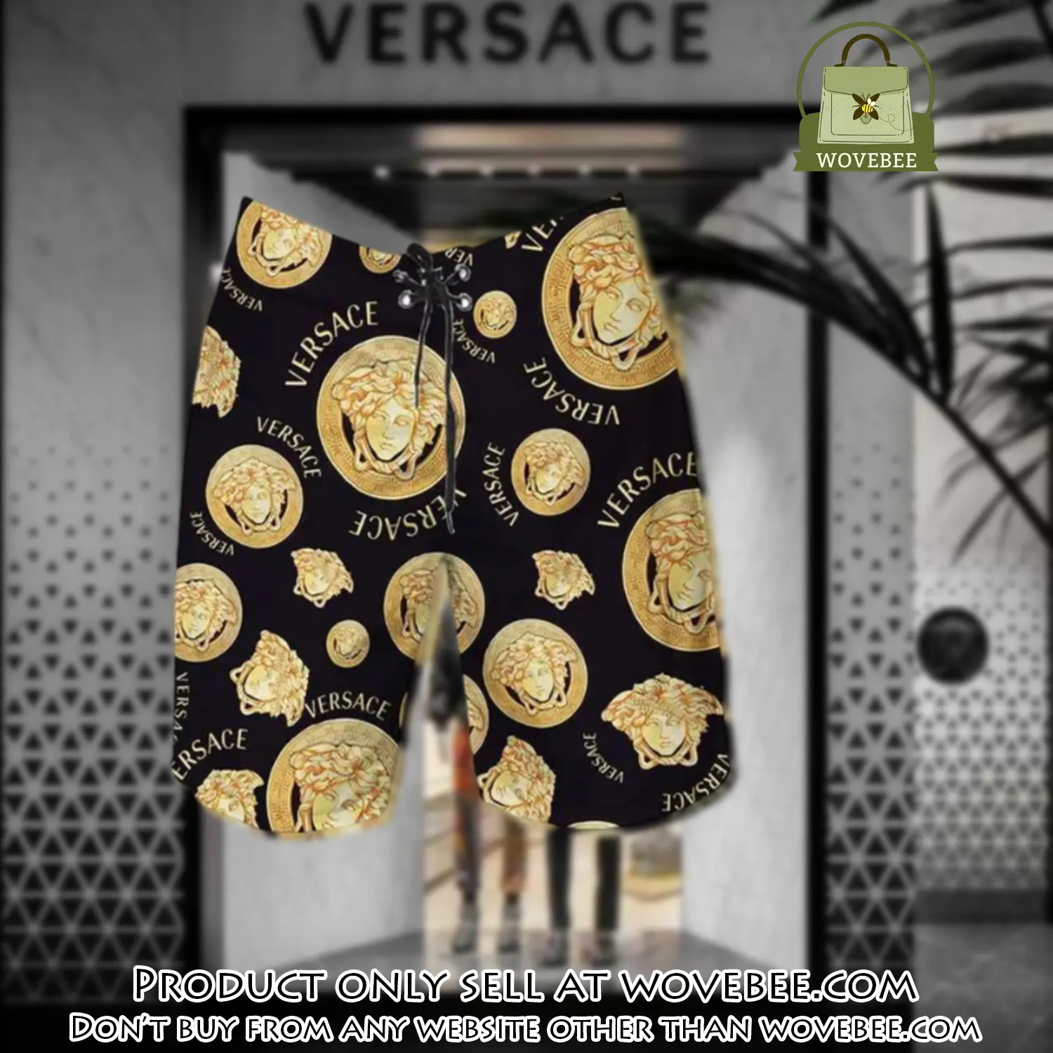 Versace medusa golden black luxury brand premium fashion shorts for men wvb0048525